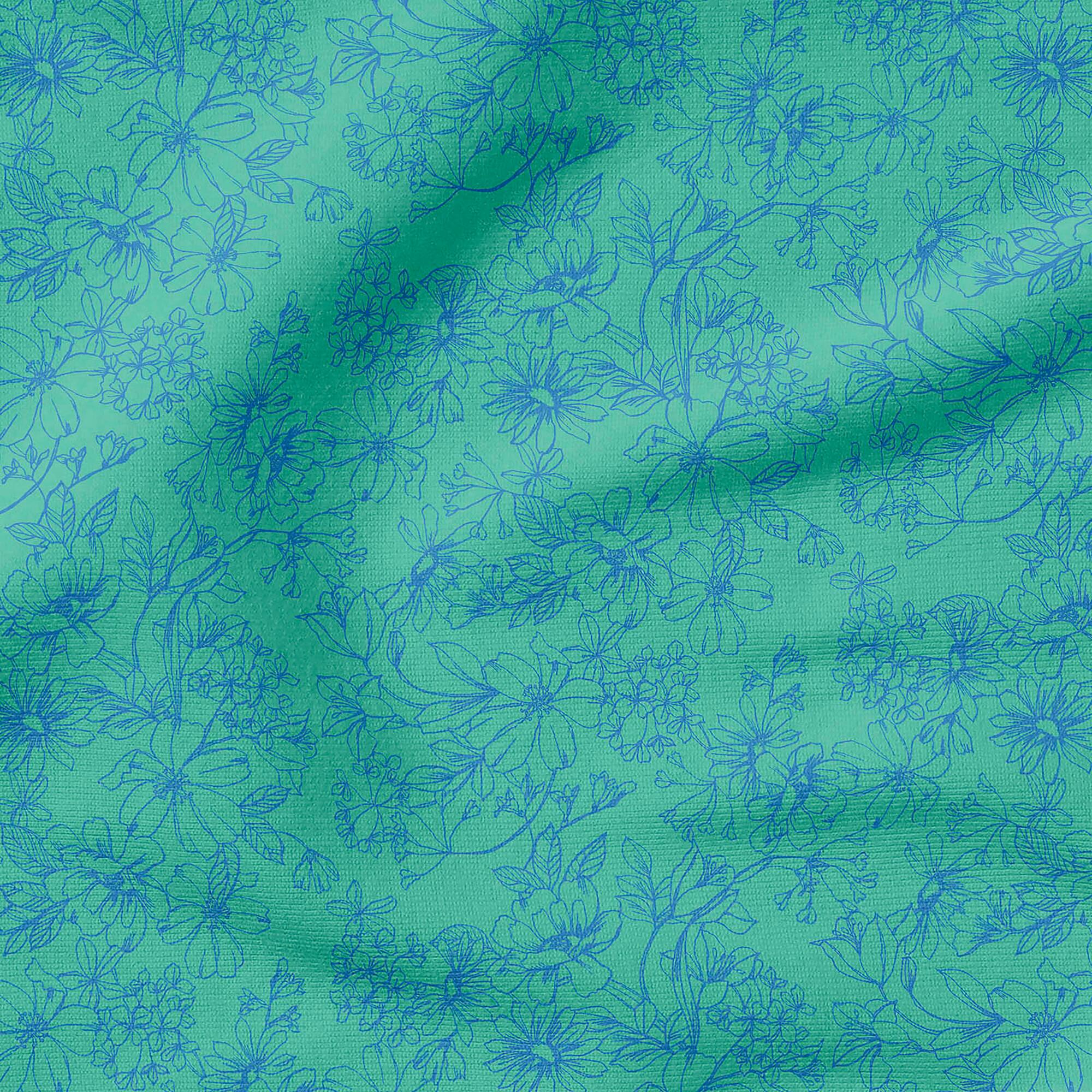 Fabric Editions Turquoise Floral Cotton Fabric
